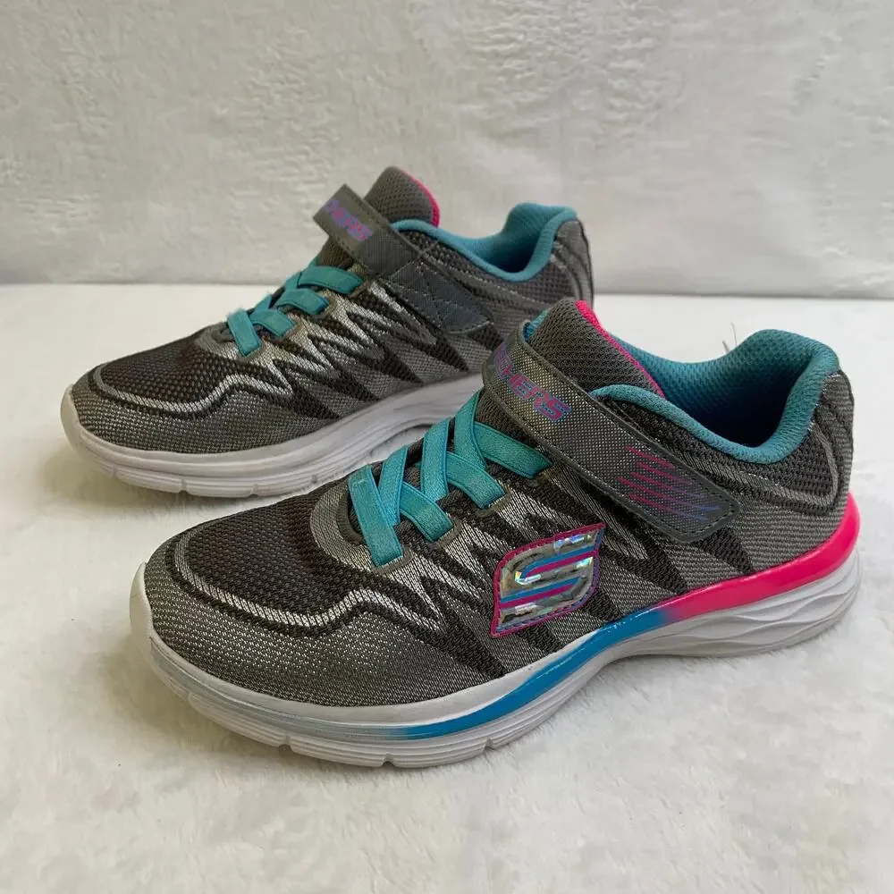 Skechers Kids Dream N Dash Whimsy Girl Sz 2 Sneakers Pink Blue Gray Shoes